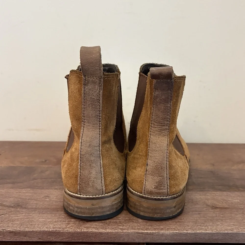 Crevo Chelsea Boots Suede Leather Chestnut Brown Slip‑On Ankle‎ Boot Mens 10M